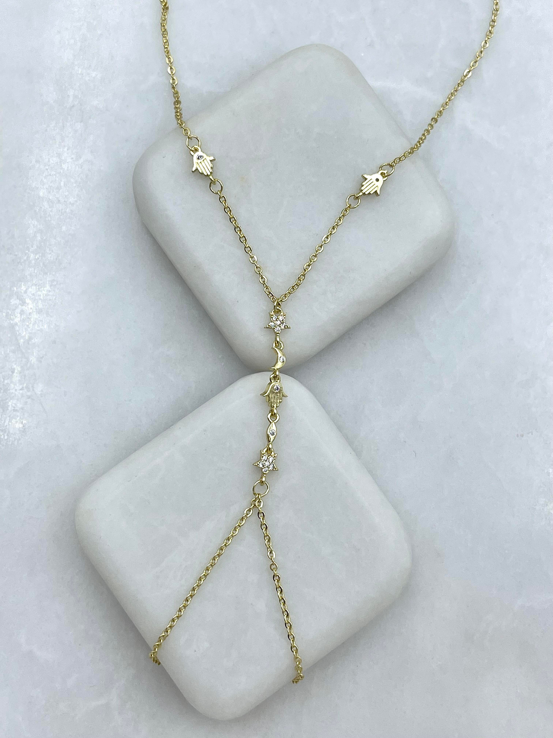 Altın Kaplama Minimal Yıldız ve Ay Model Zincir Şahmeran Gold