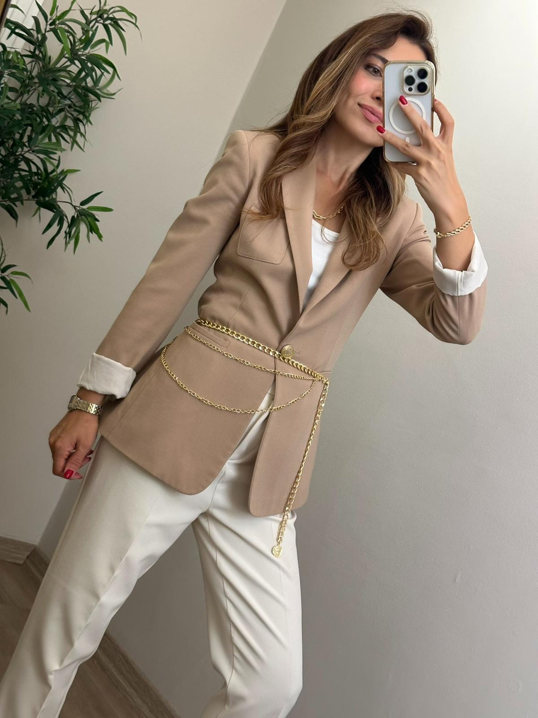 Madalyon Sallantılı Bel Zinciri Gold