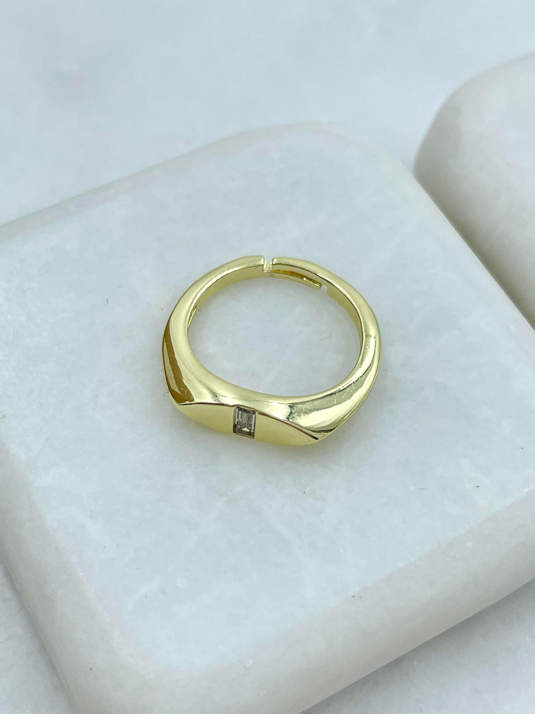 Altın Kaplama Baget Taşlı Serçe Parmak Yüzüğü Gold