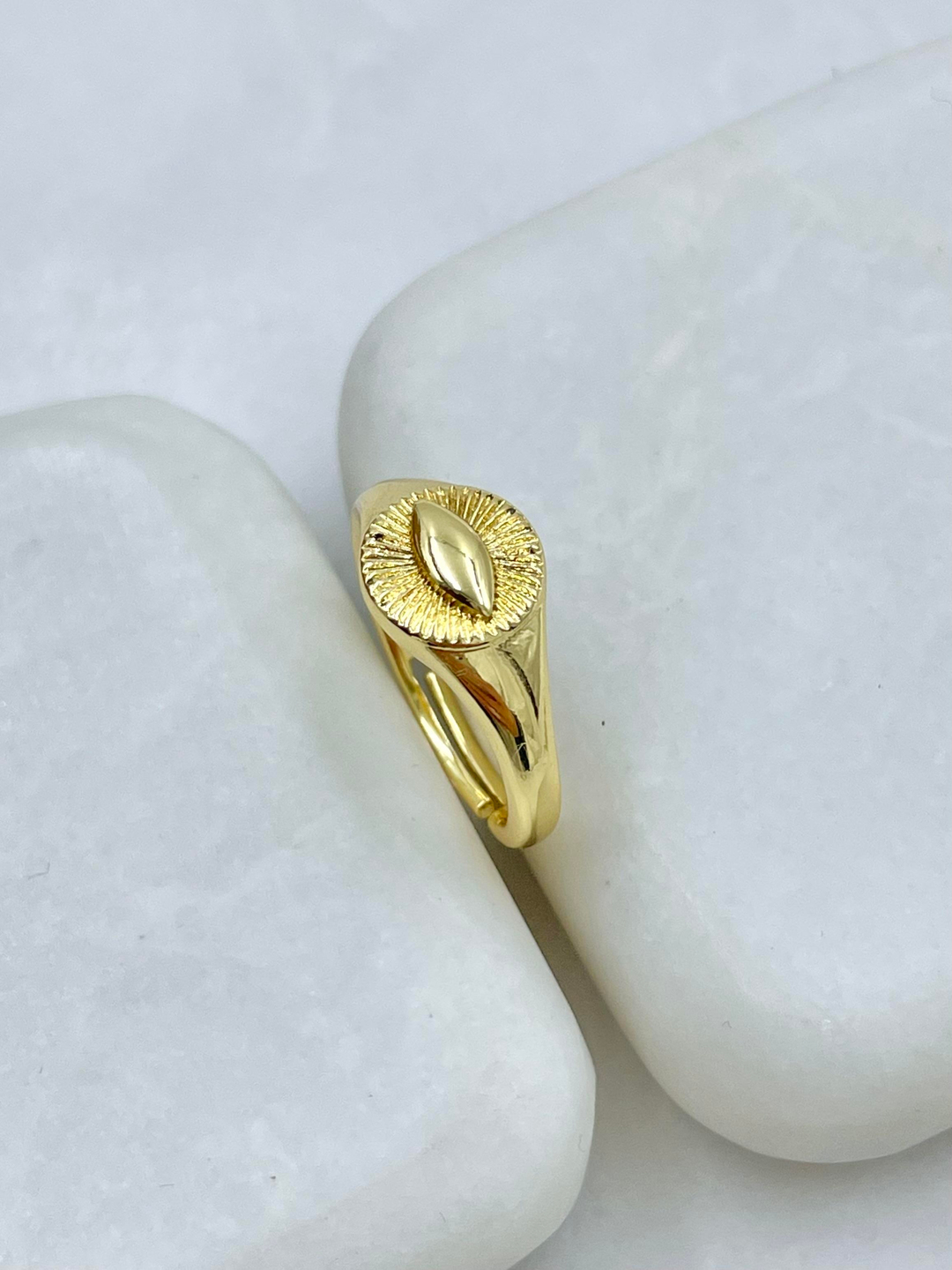 Altın Kaplama Lazer Kesim Model Serçe Parmak Yüzüğü Gold