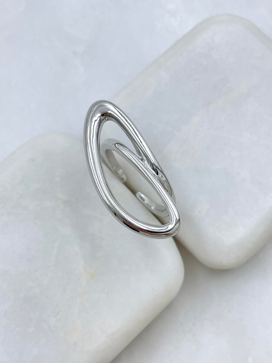 Altın Kaplama İçi Boş Asimetrik Yüzük Gümüş