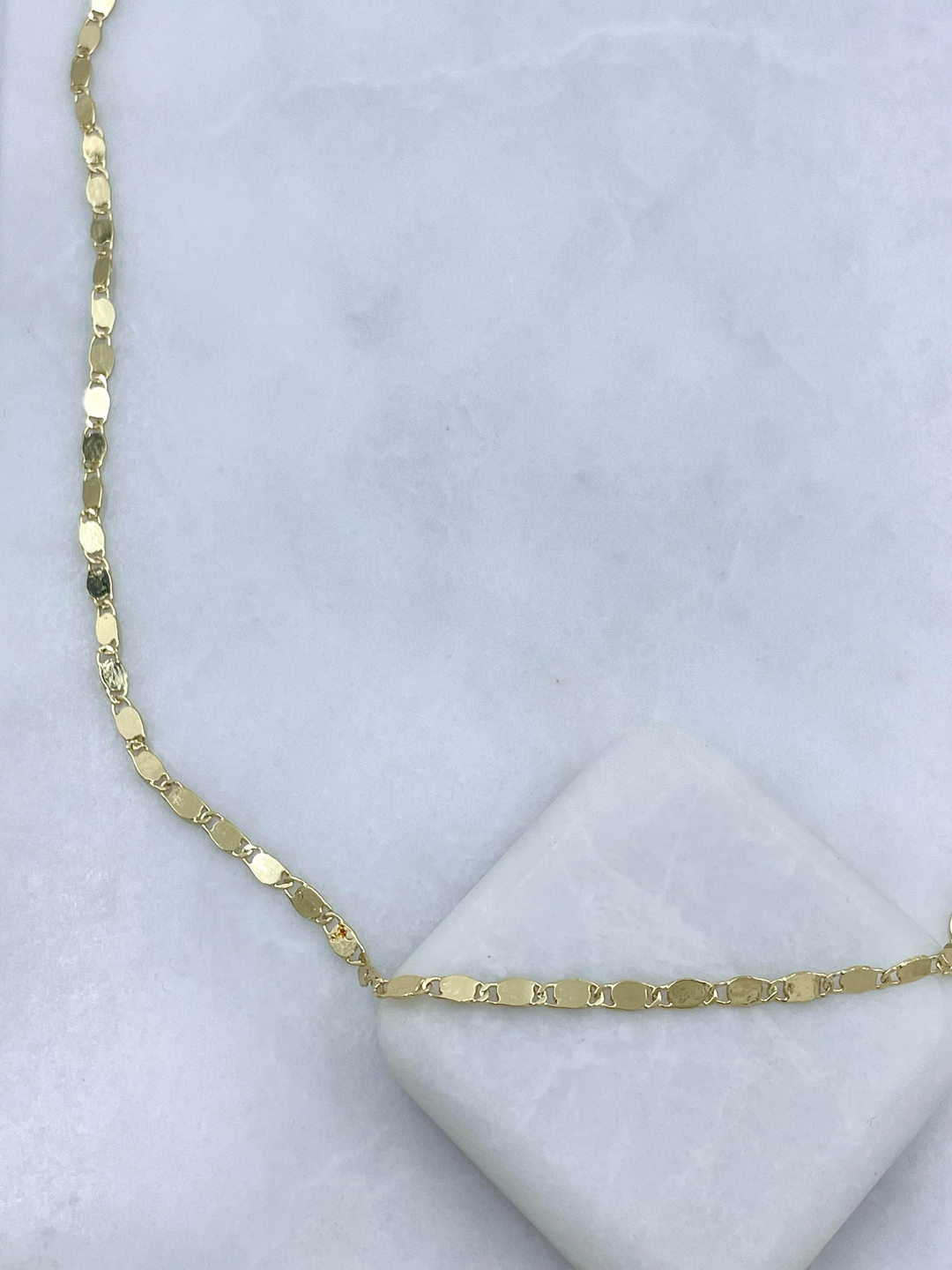 Altın Kaplama Dizi Ezme Plaka Zincir Kolye 60 cm Gold