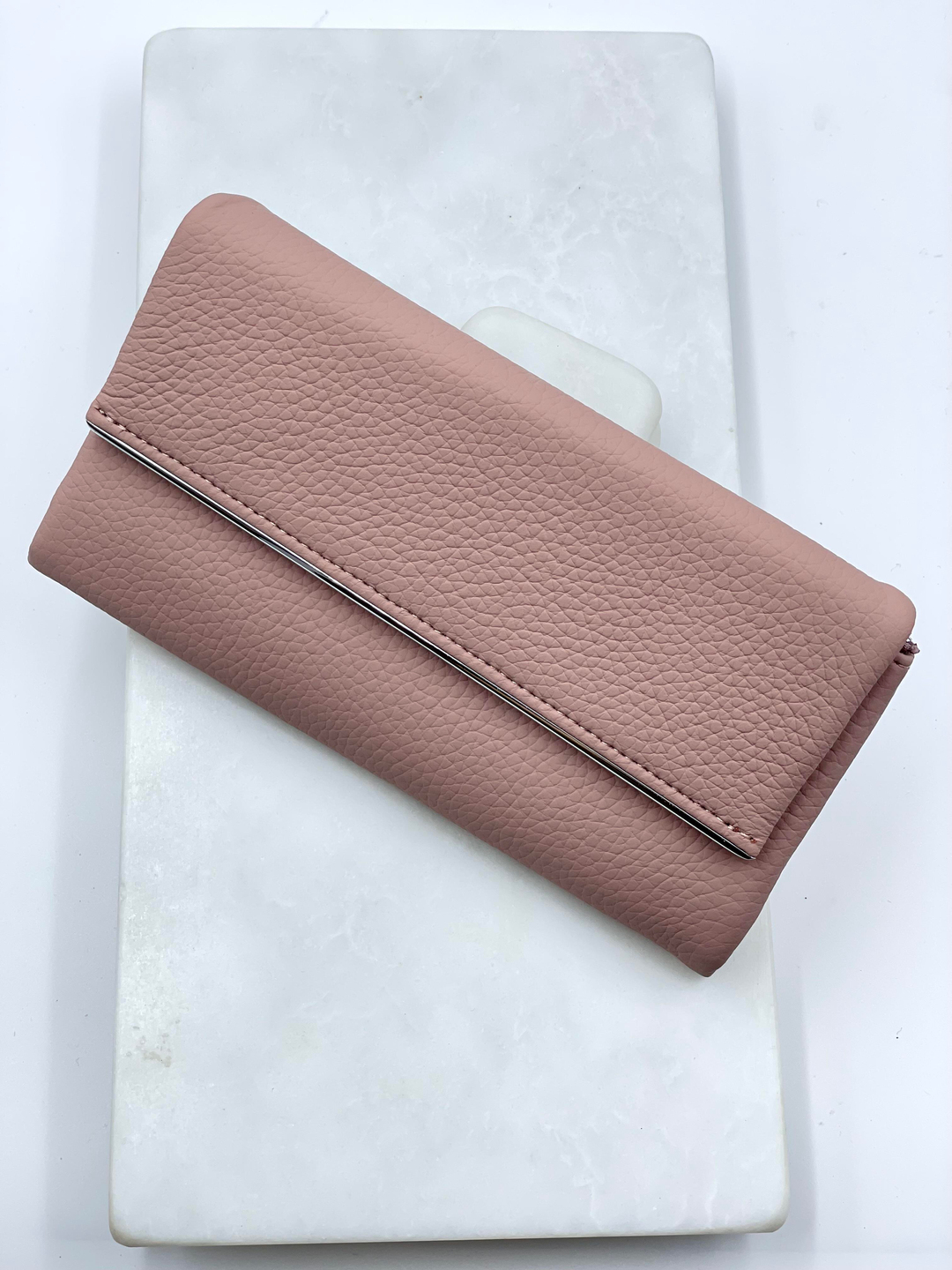 Metal Detaylı Cüzdan Pudra