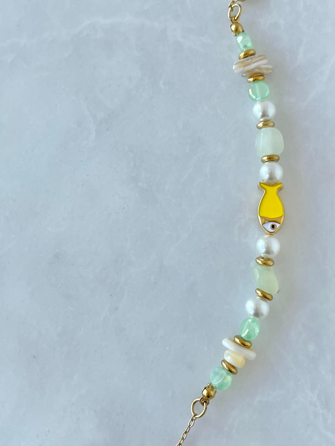 Çelik Balık Model İncili Gözlük Zinciri Gold