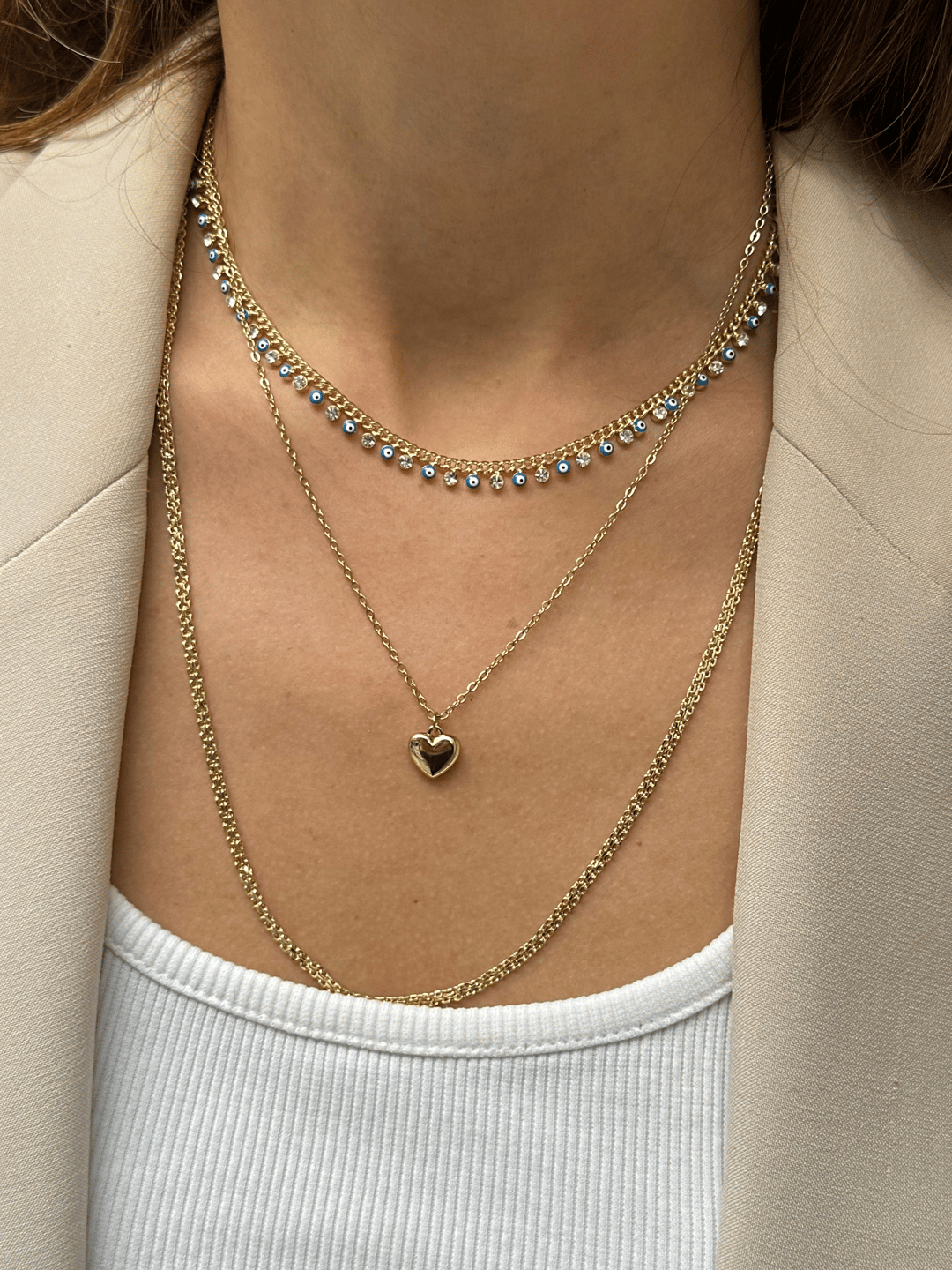 Altın Kaplama İnce Hasır Zincir Kolye 60 cm Gold