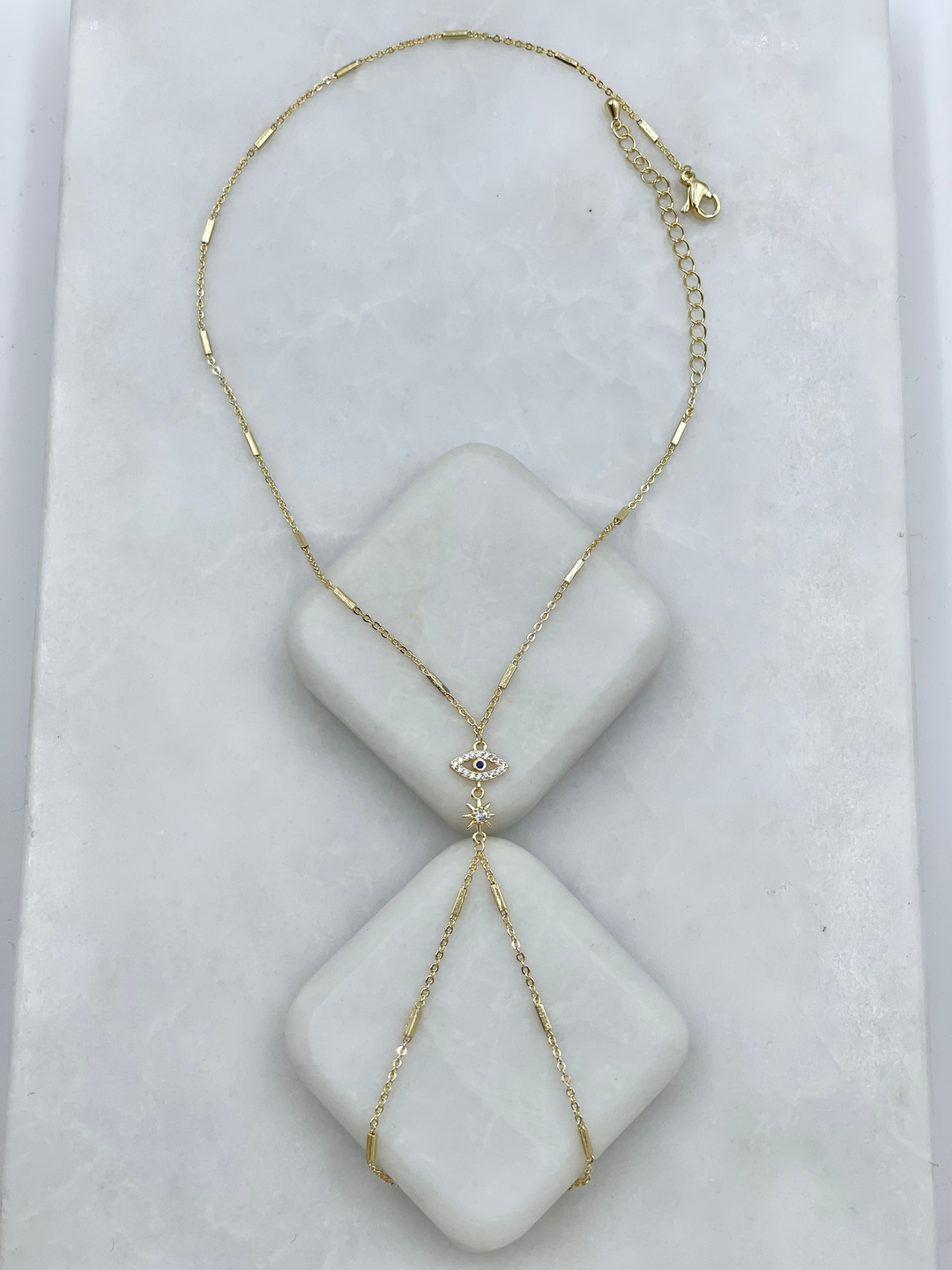 Altın Kaplama Gömme Taşlı Güneş ve Göz Model Şahmeran Gold