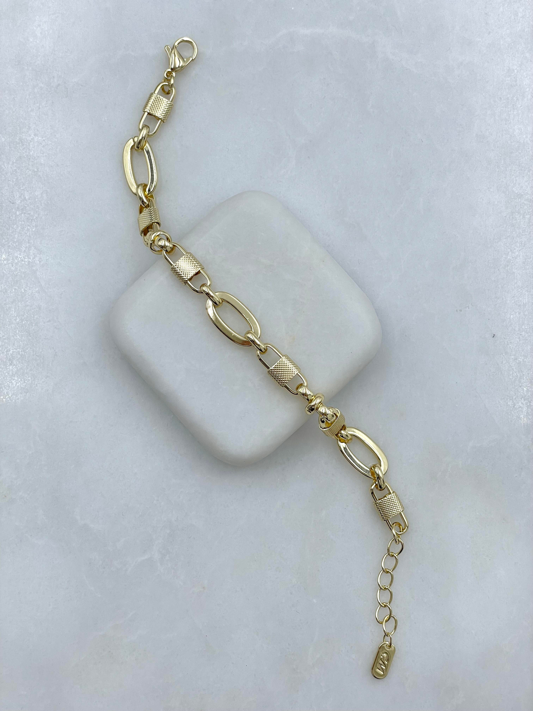 Altın Kaplama Kilit Model Zincir Bileklik Gold