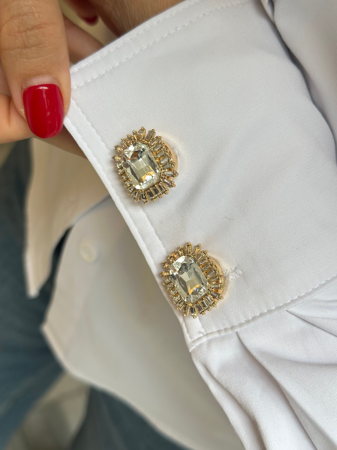 Baget Taşlı Düğme Aksesuarı Gold