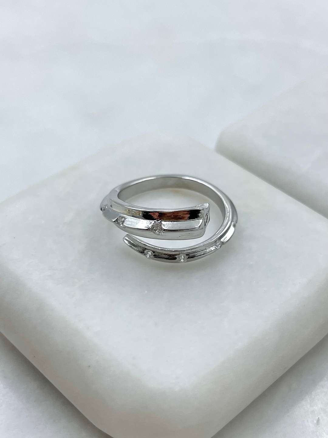 Altın Kaplama Zirkon Taşlı Yıldız Yüzük Gümüş