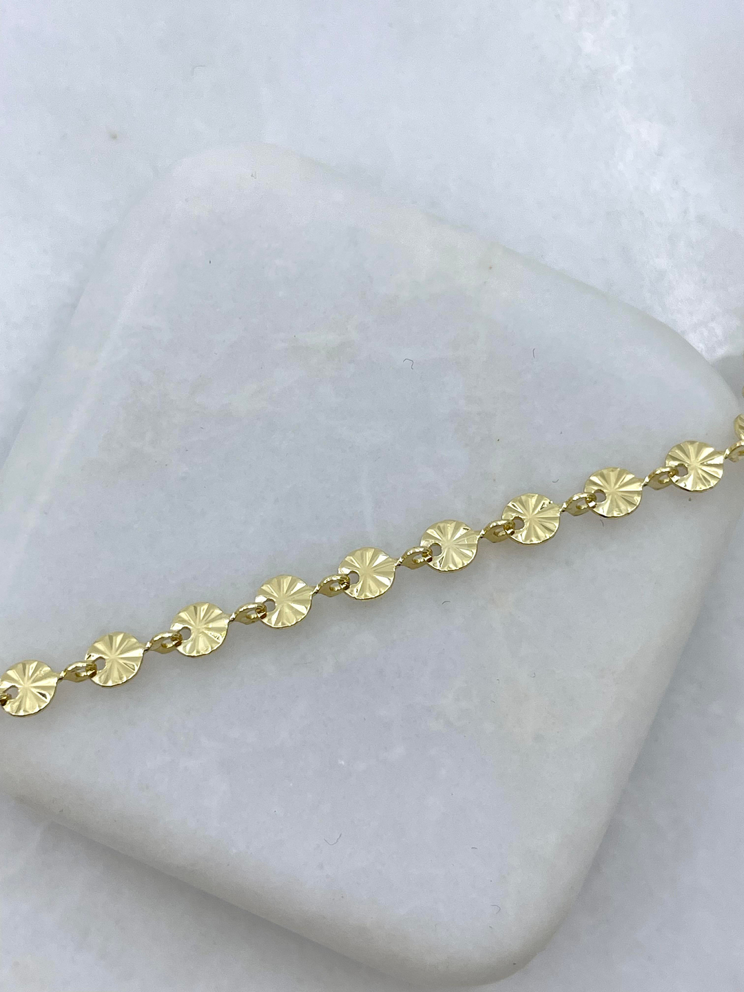 Altın Kaplama Lazer Kesim Pul Plaka Zincir Kolye 60 cm Gold