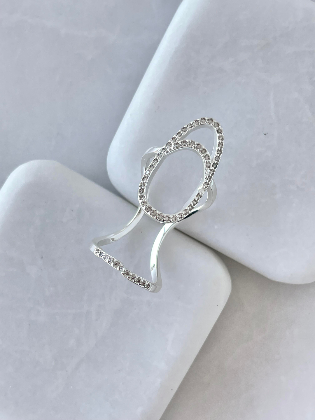 Altın Kaplama Gömme Taşlı Tırnak Yüzüğü Gümüş