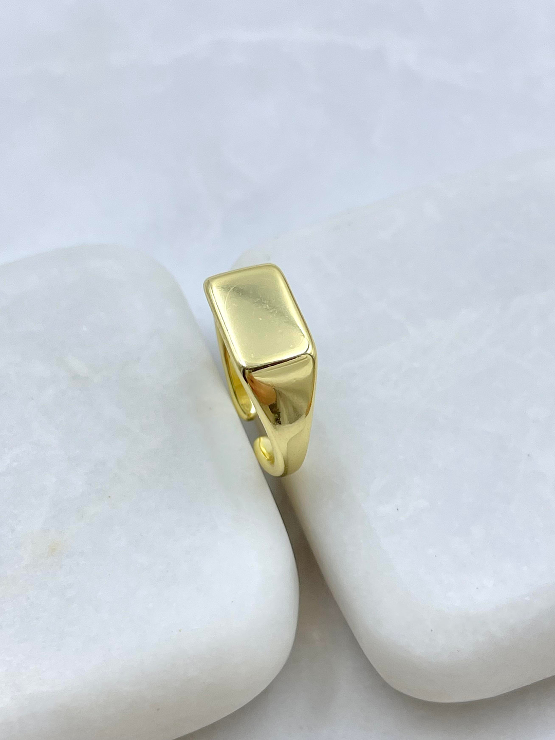 Altın Kaplama Kare Model Serçe Parmak Yüzüğü Gold