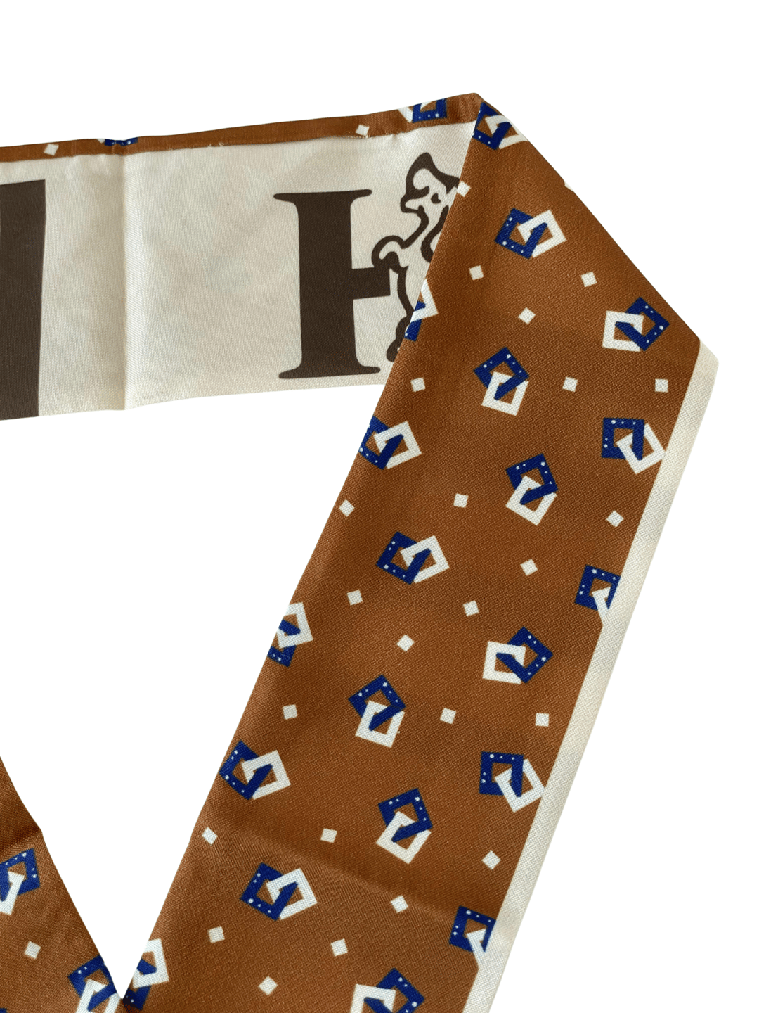 Kare Desenli Kahve Bandana Fular Renkli