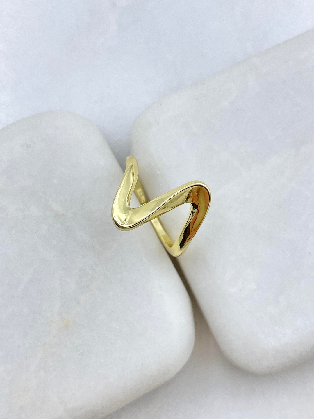 Altın Kaplama Zikzak Model Serçe Parmak Yüzüğü Gold