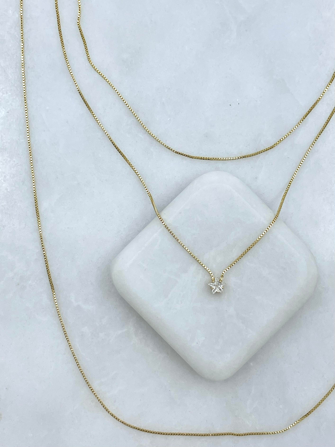 Altın Kaplama Minimal Yıldızlı Üçlü Kolye Gold