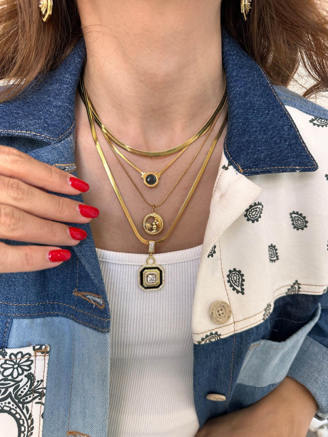 Çelik Kedi Gözü Yılan Zincir Kolye Siyah