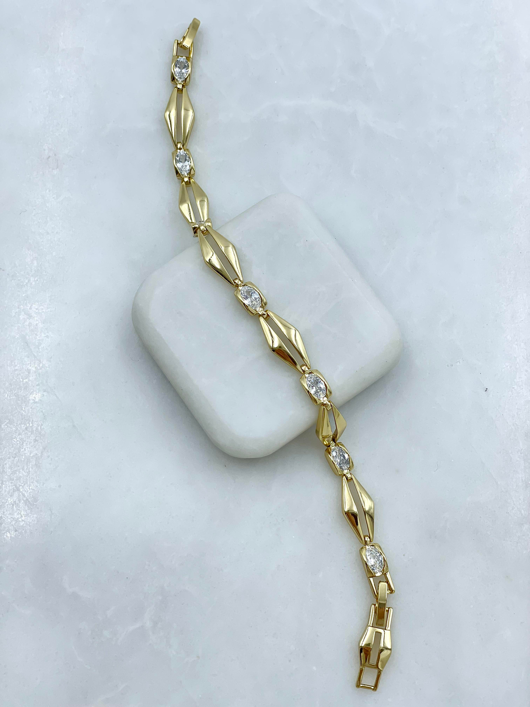 Özel Seri Damla Kristal Taşlı Tasarım Bileklik Gold