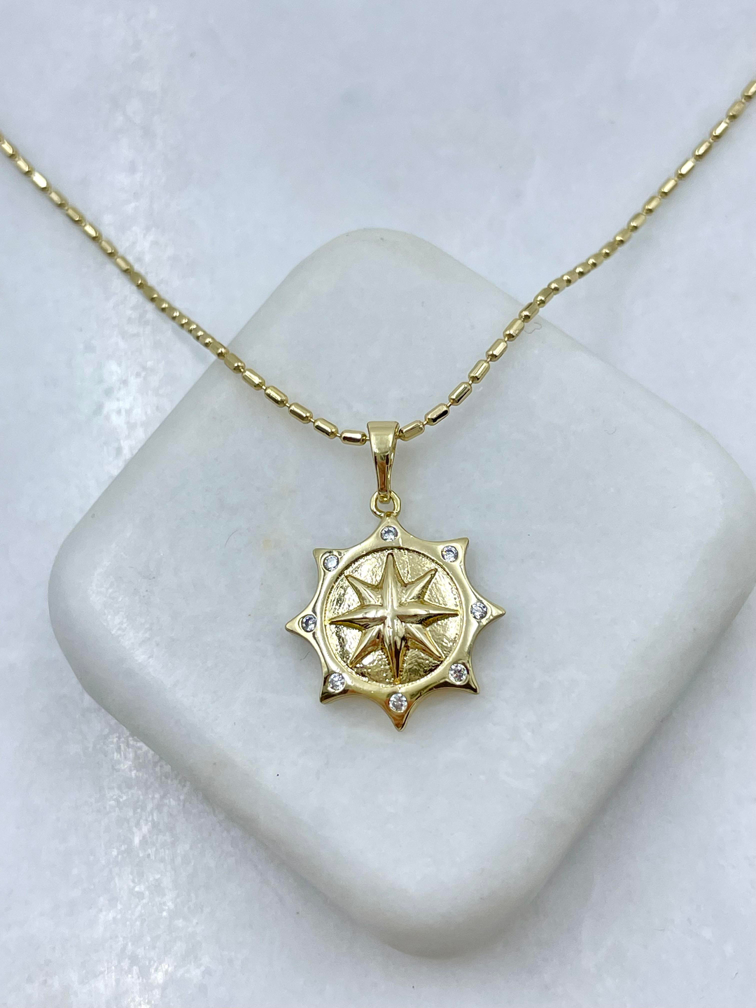 Özel Seri Kristal Taşlı Kuzey Yıldızı Model Kolye 45 cm Gold