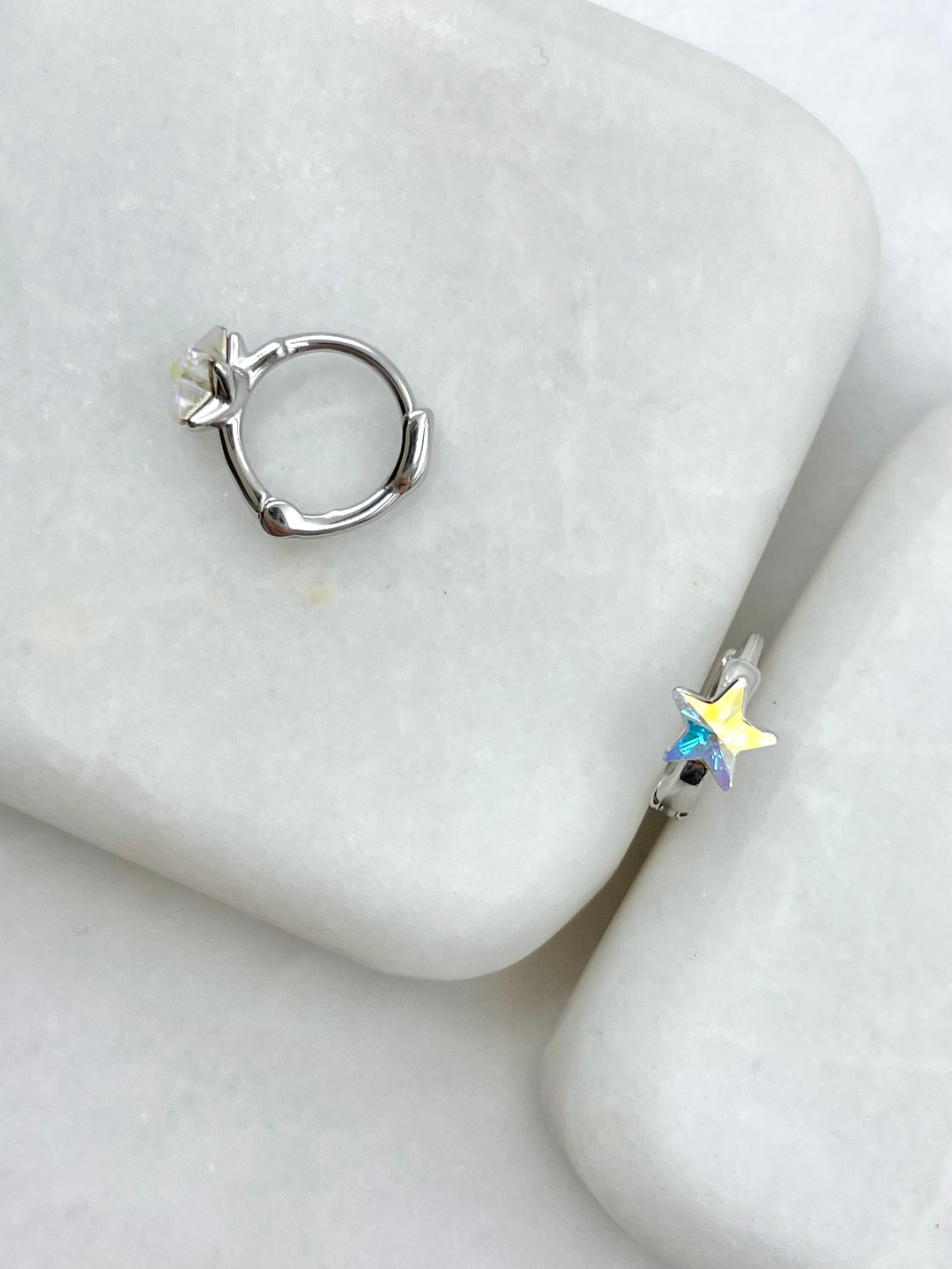 Özel Seri Swarovski Taşlı Yıldız Halka Küpe Gümüş