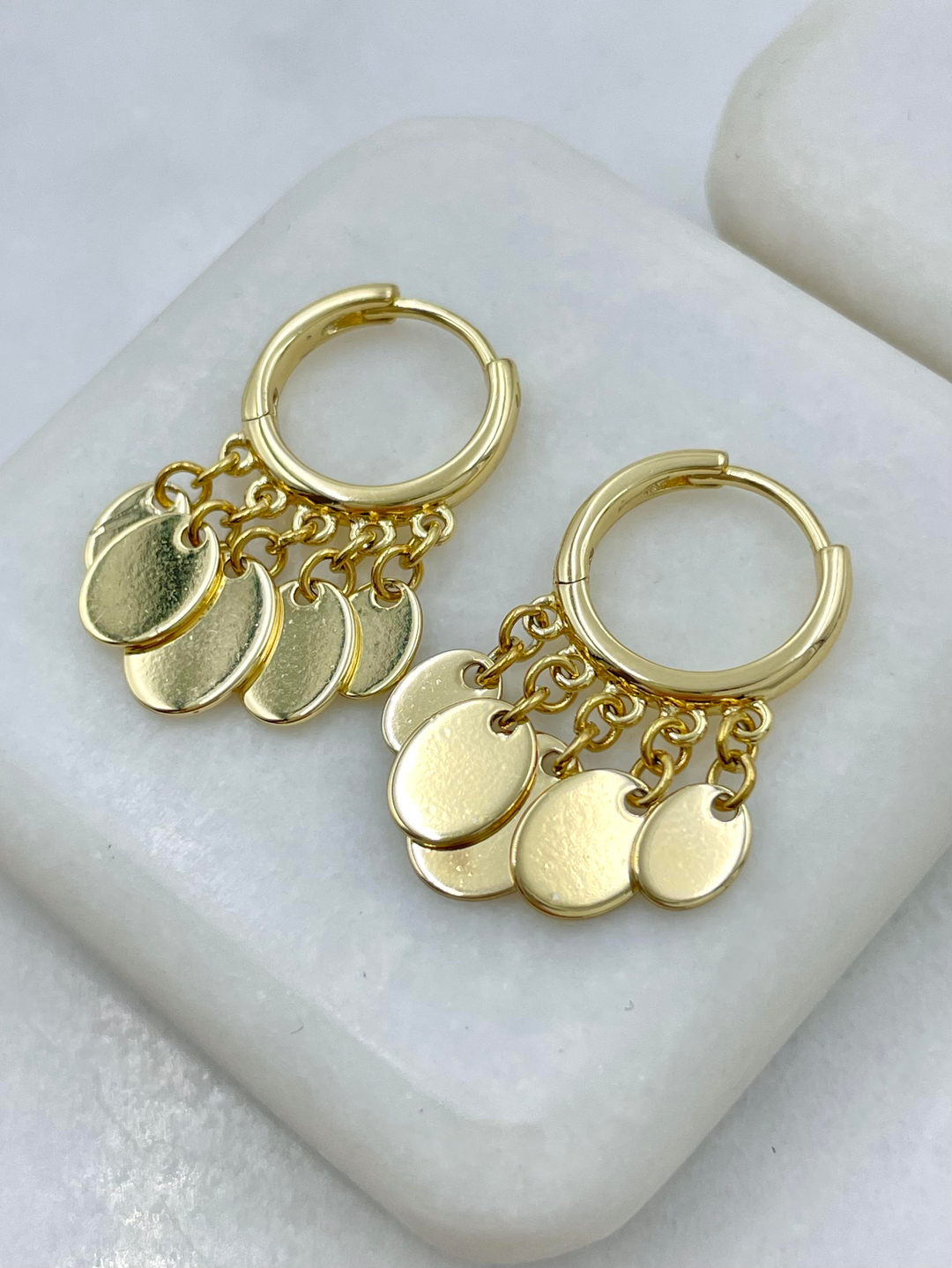 Özel Seri Pul Sallantılı Halka Küpe Gold