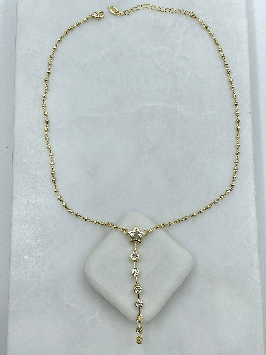 Altın Kaplama Kristal Taşlı Yıldız Model Y Kolye Gold