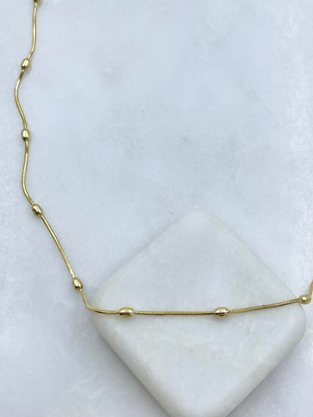 Özel Seri Minimal Oval Detaylı Kolye 45 cm Gold