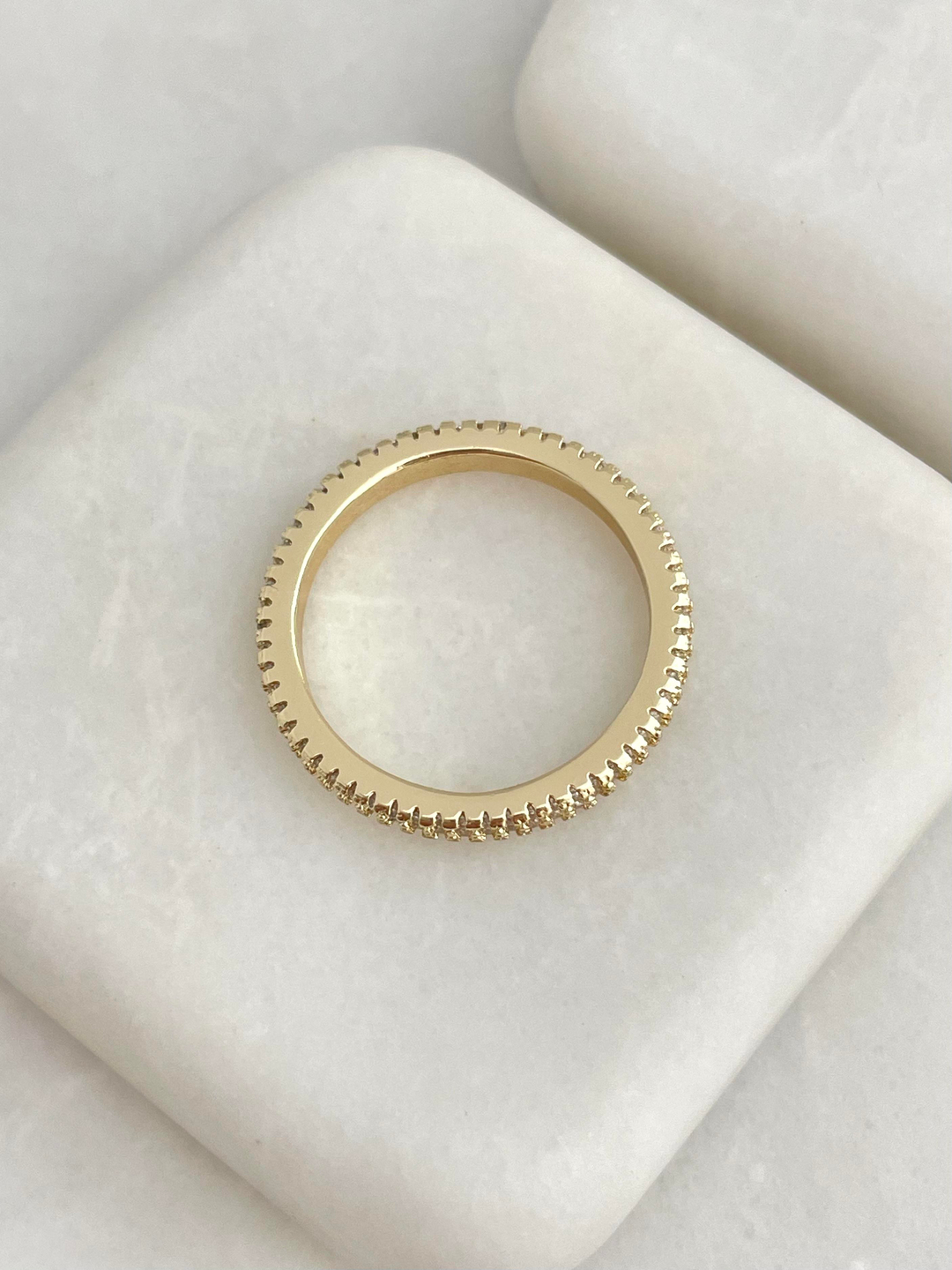 Altın Kaplama Zirkon Taşlı Çift Sıra Yüzük Gold