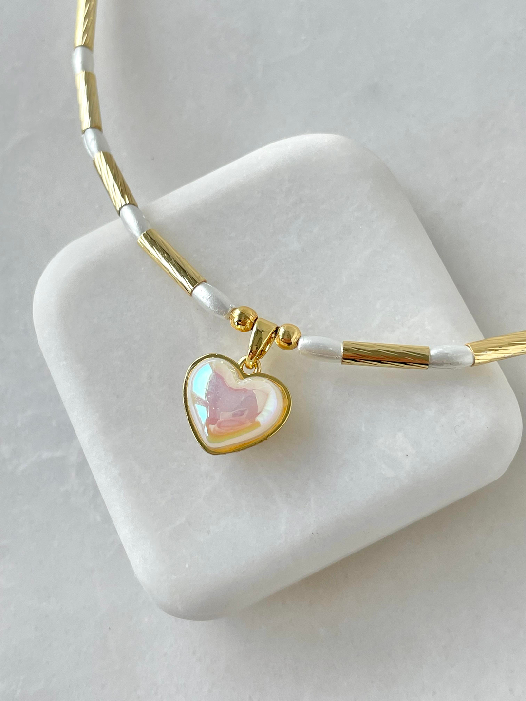 Çift Taraflı Kalp Kolye Gold