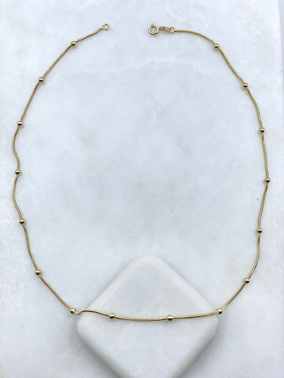 Özel Seri Topçuklu Yılan Zincir Kolye 45 cm Gold