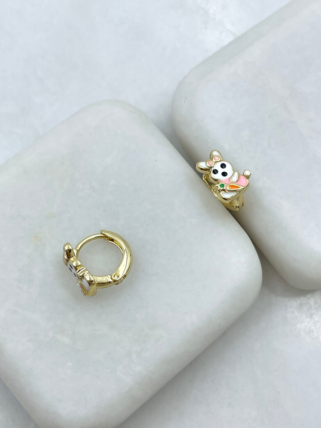 Özel Seri Havuçlu Tavşan Halka Küpe Gold