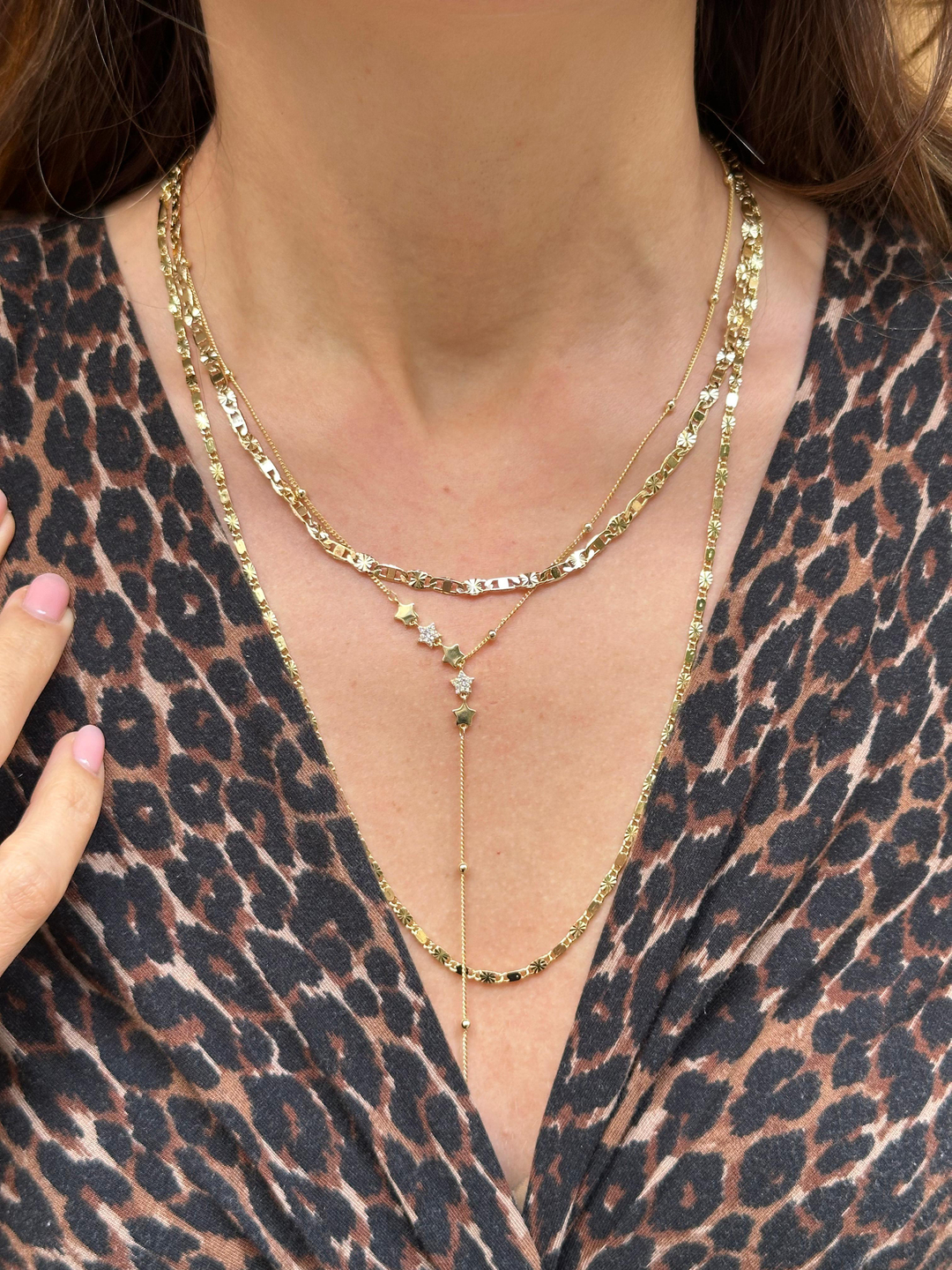 Altın Kaplama Lazer Kesim Zincir Kolye 45 cm Gold