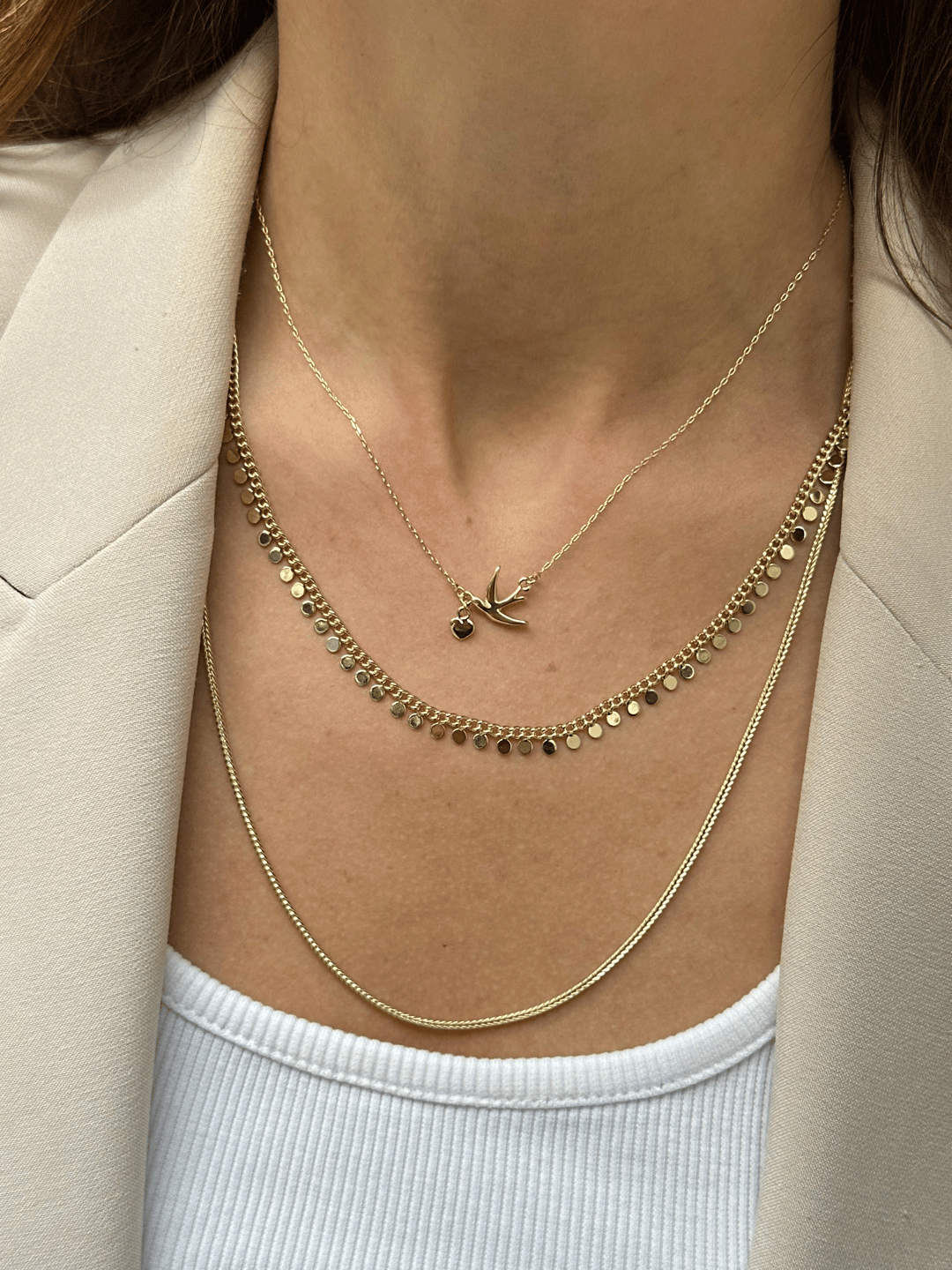 Altın Kaplama Küp Zincir Kolye 60 cm Gold