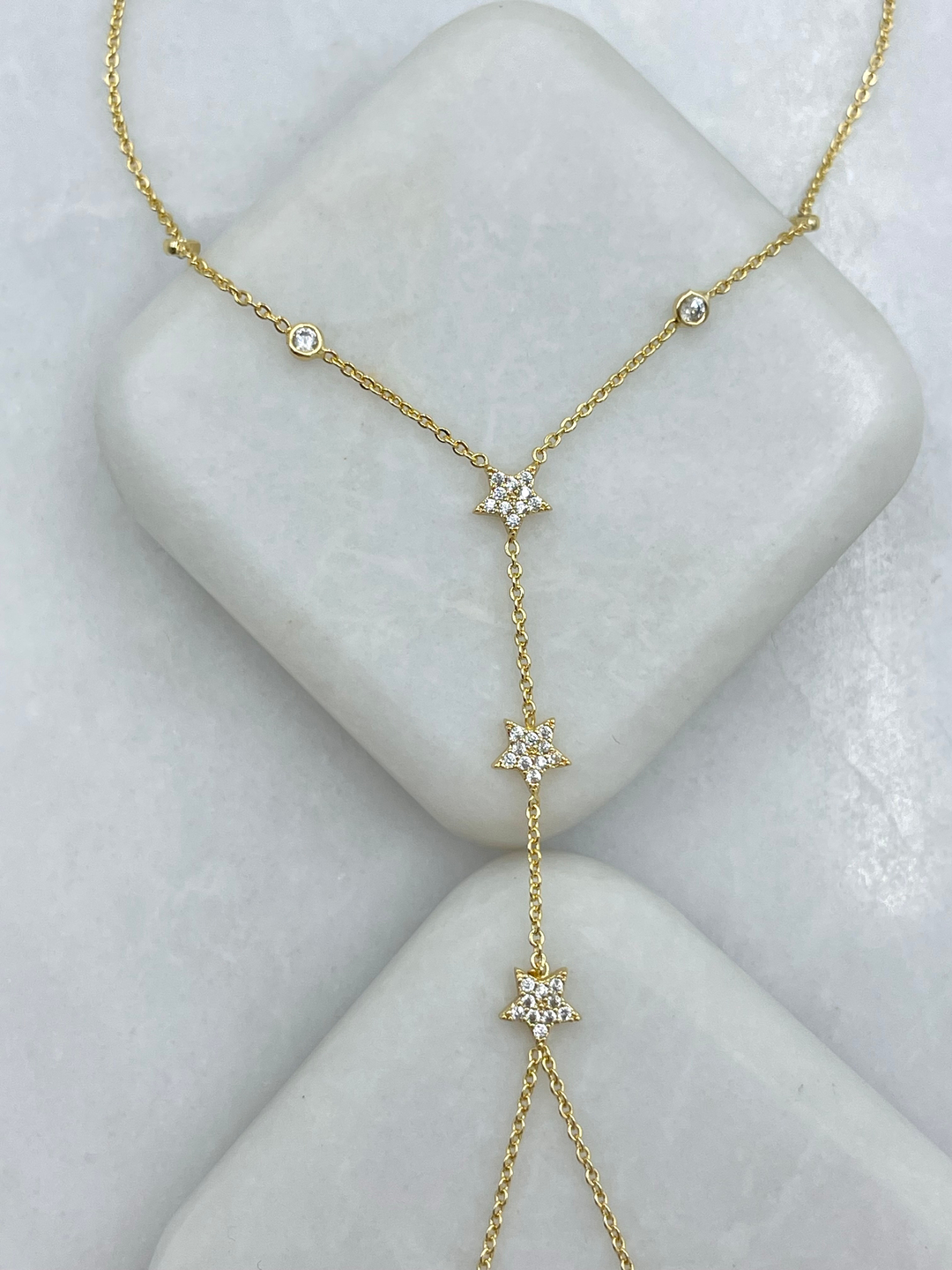 Altın Kaplama Gömme Taşlı Üçlü Yıldız Şahmeran Gold