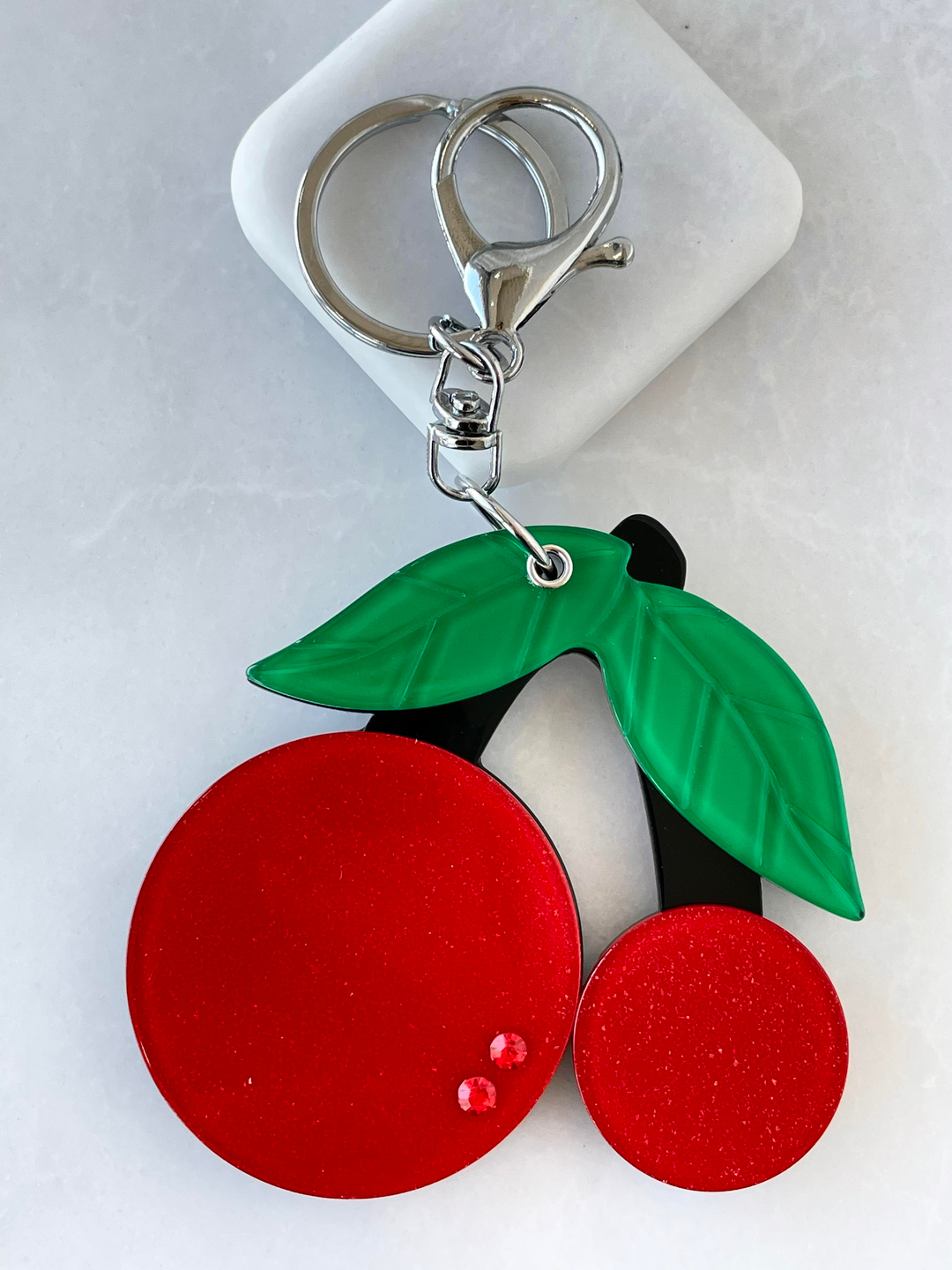 Kiraz Aynalı Çanta Anahtarlık / Çanta Aksesuarı Renkli