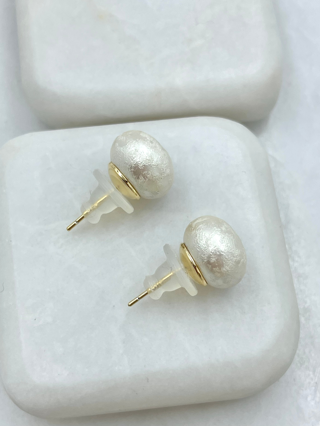 Özel Seri Eskitme Model İnci Küpe Gold