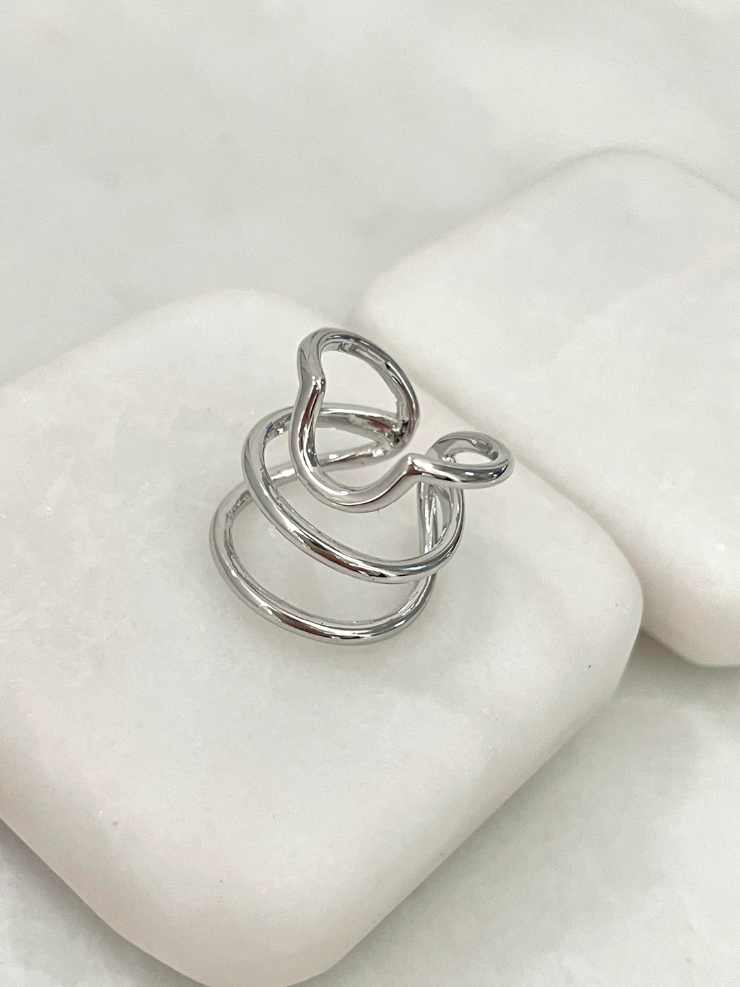 Altın Kaplama Üç Sıra Tırnak Yüzüğü Gümüş