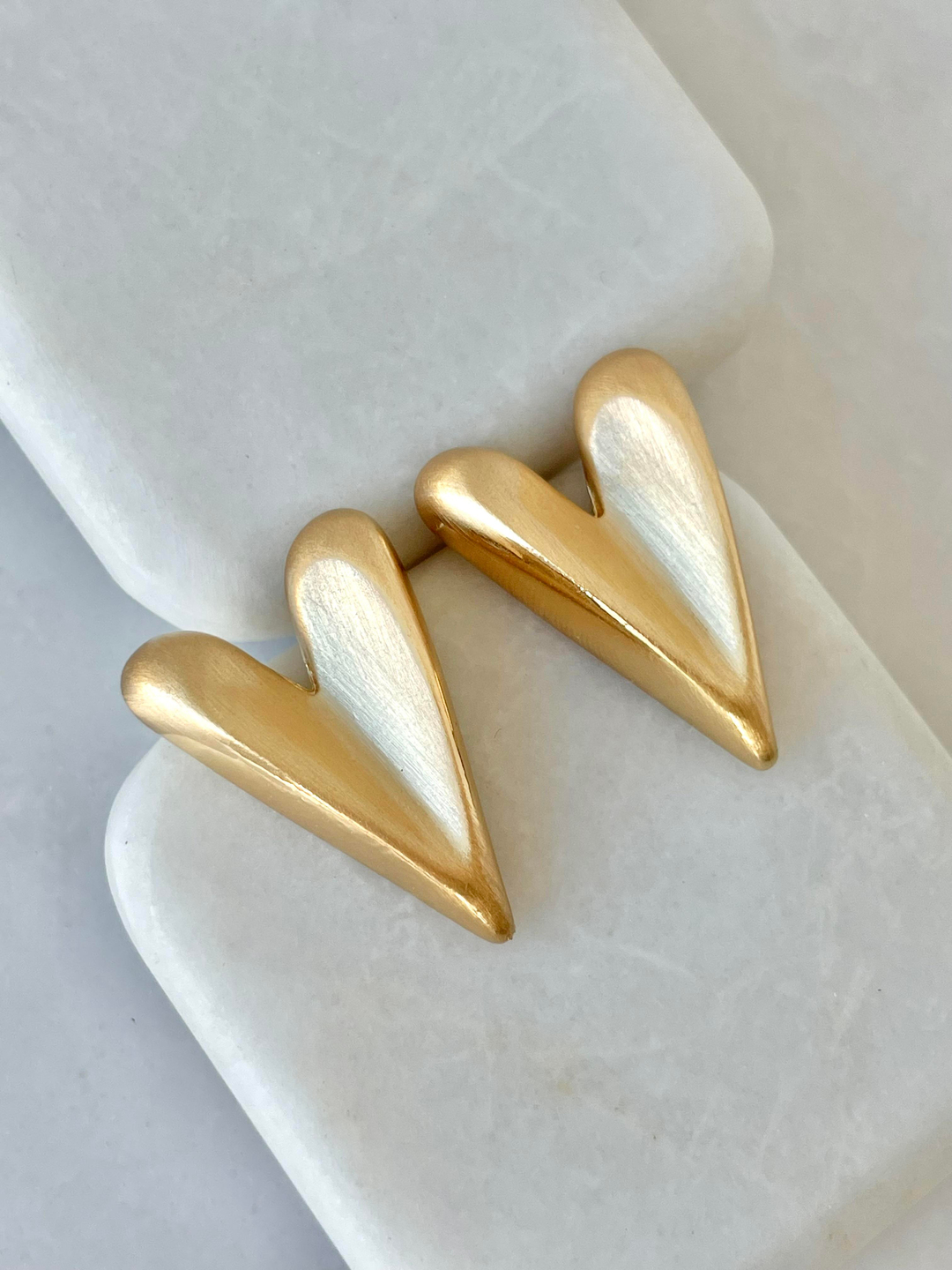 Altın Kaplama Üç Boyutlu Kalp Küpe Gold