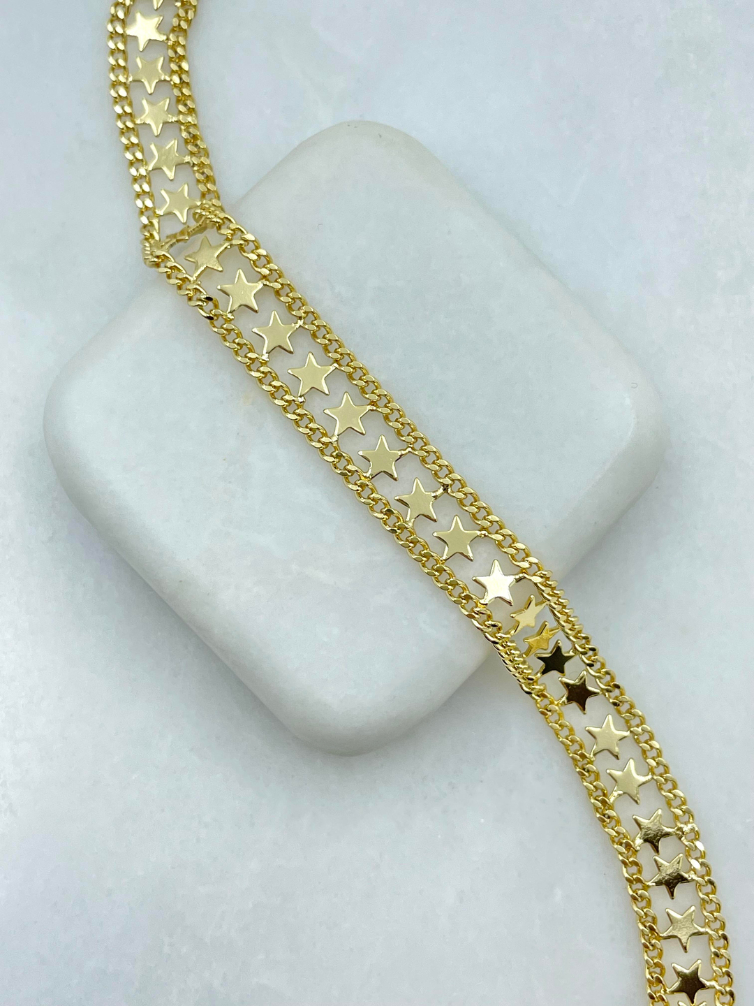 Özel Seri Yıldız Model Zİncir Bileklik Gold