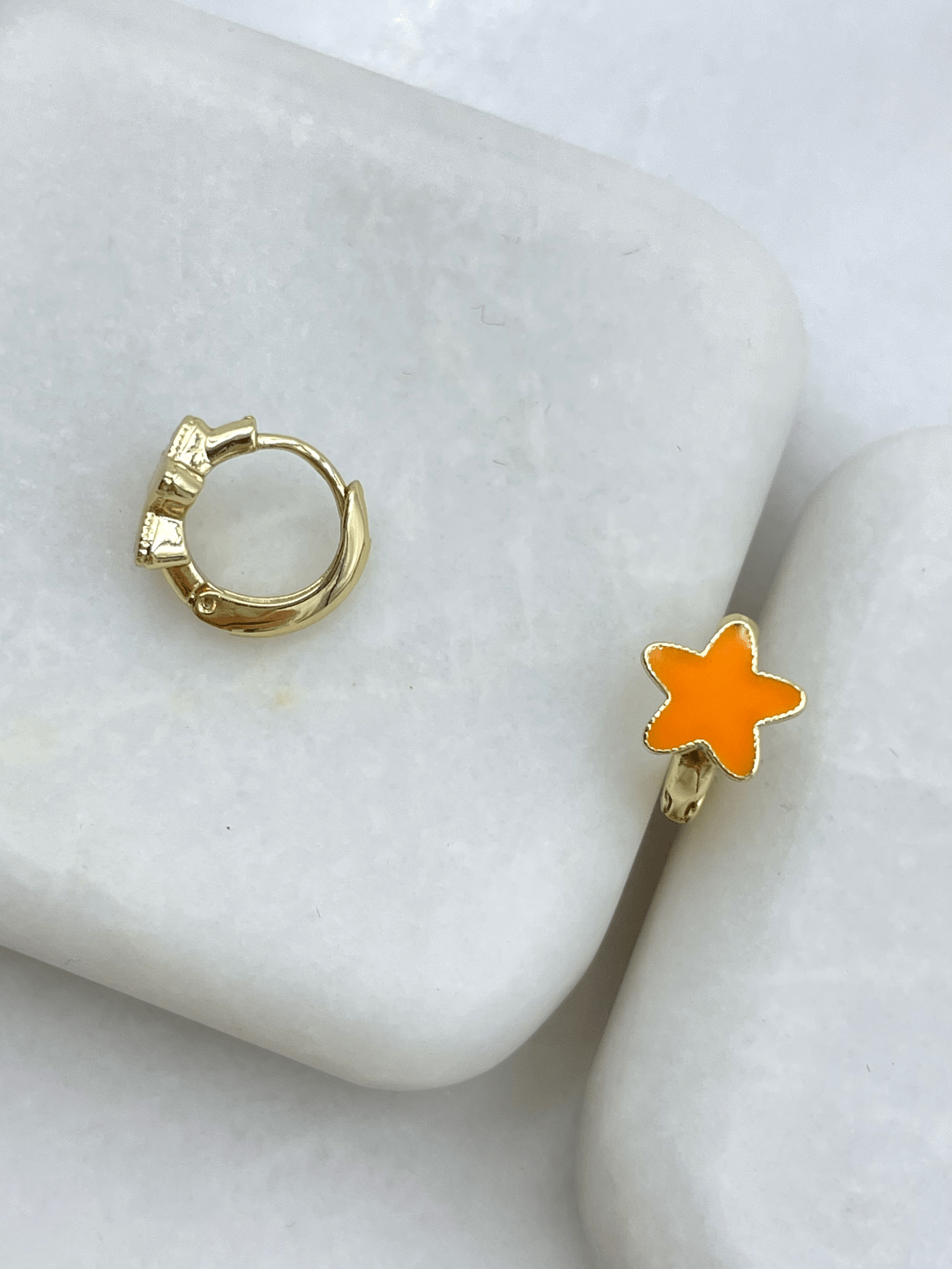 Özel Seri Mineli Yıldız Küpe Turuncu