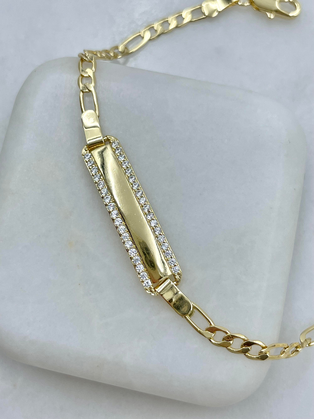 Altın Kaplama Çocuk Künyesi Bileklik Gold