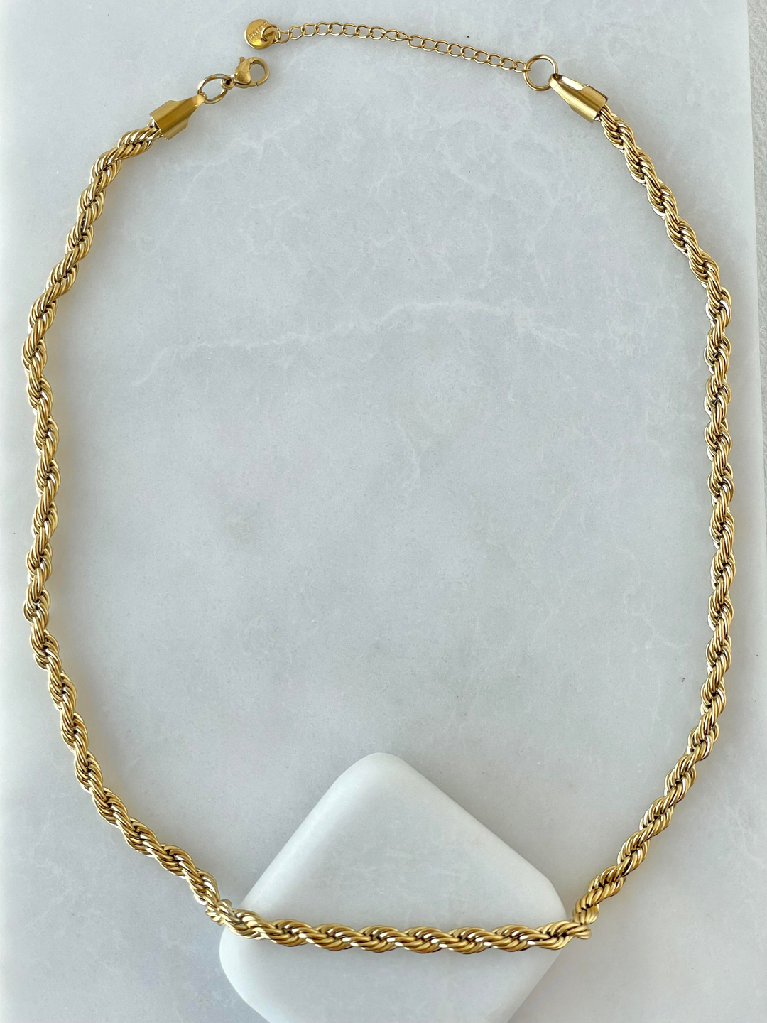 Çelik Orta Kalınlık Burgu Zincir Kolye 50 cm Gold