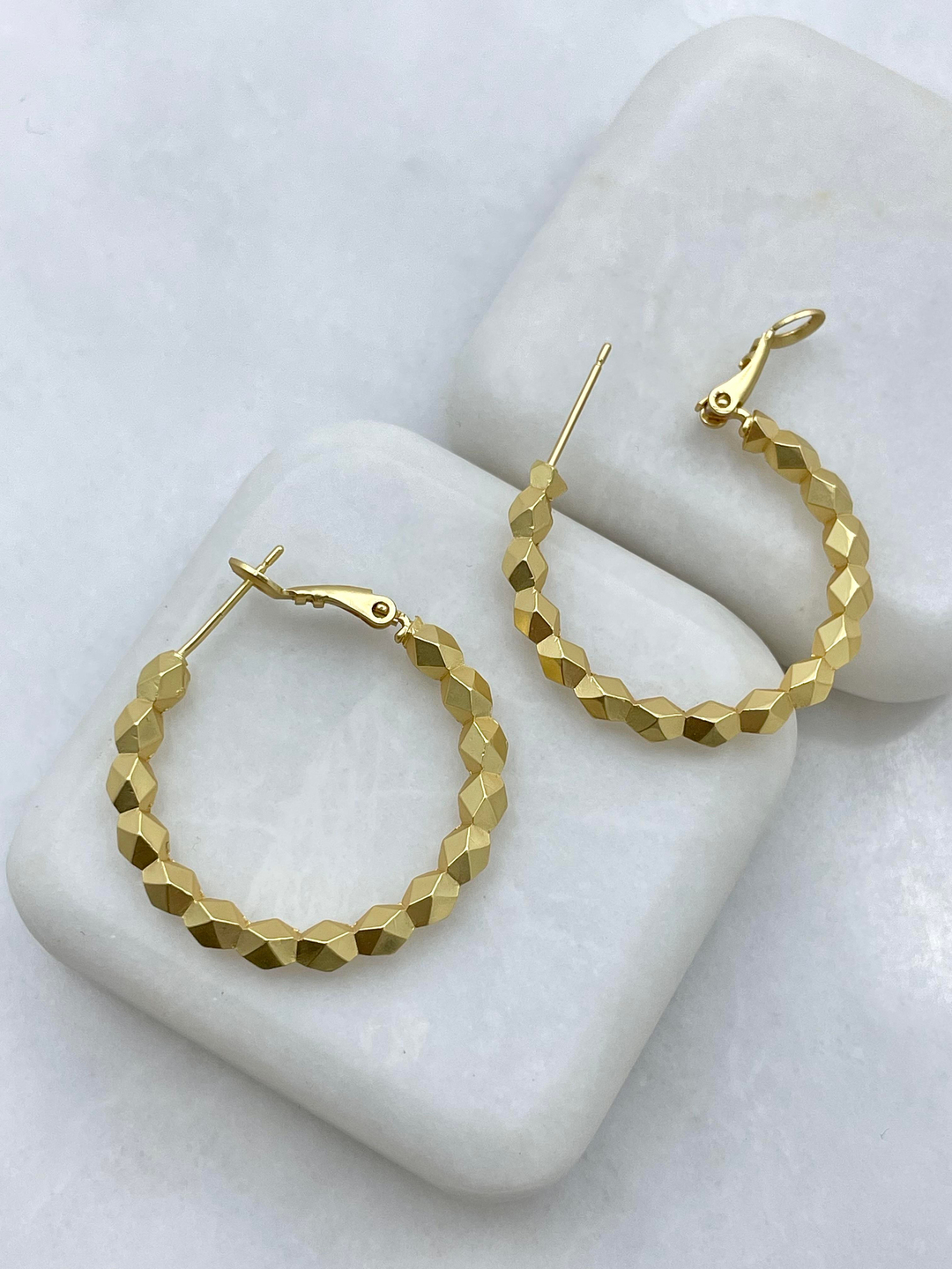 Altın Kaplama Petek Model Mat Halka Küpe Gold