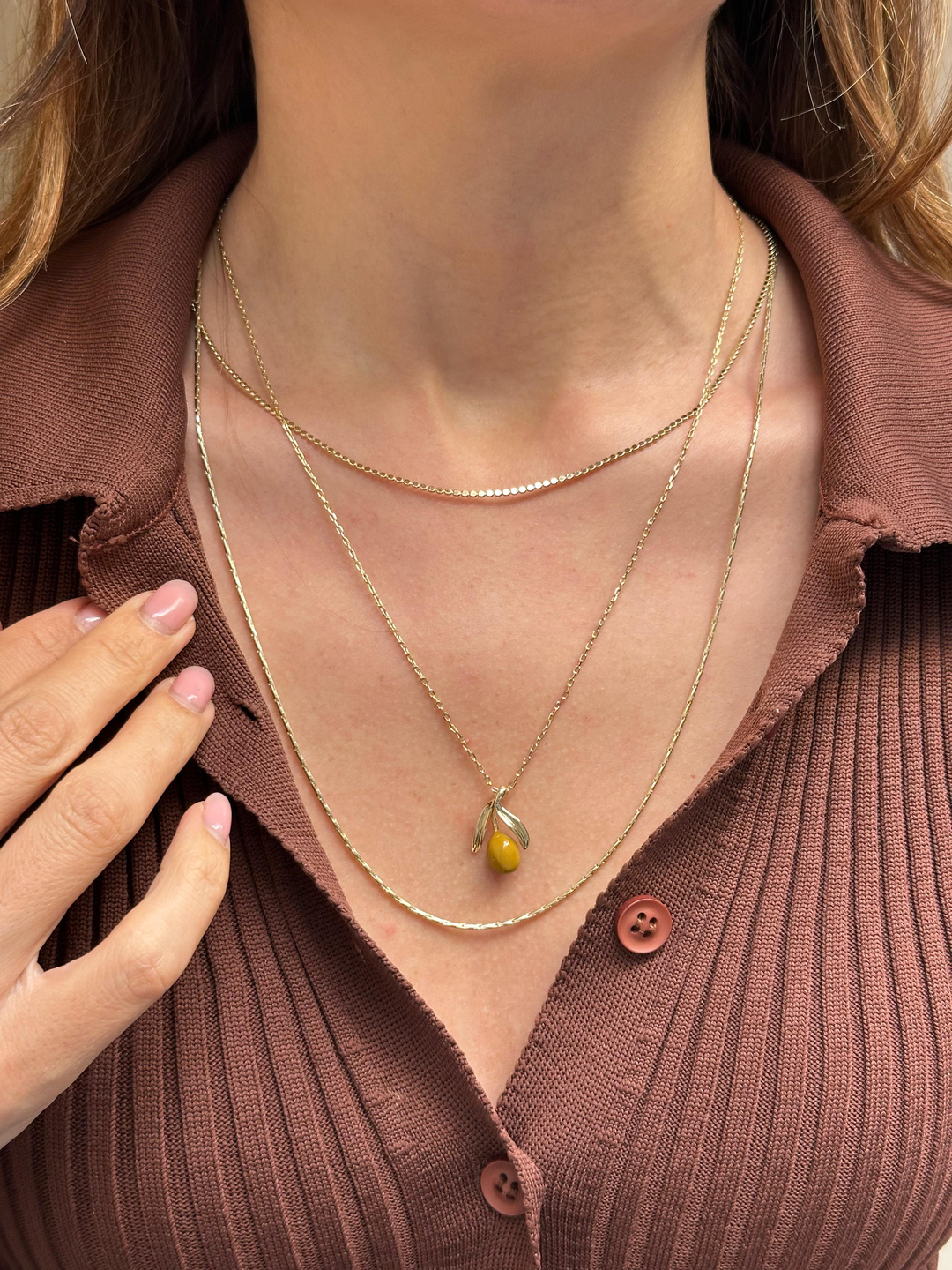 Altın Kaplama Küp Zincir Kolye 60 cm Gold