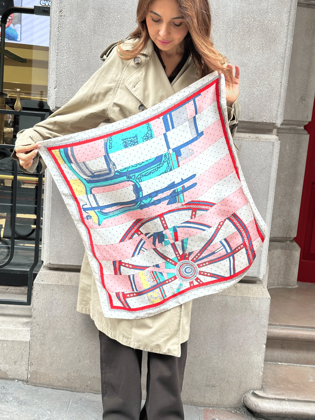 Bej Desenli Fular 70 x 70 cm Renkli