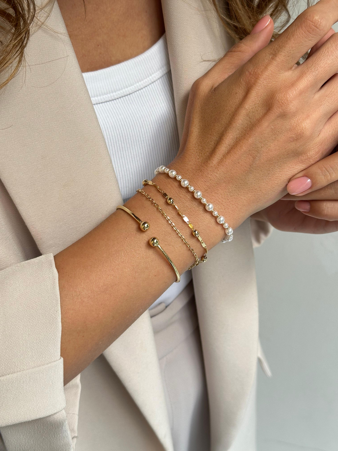 Özel Seri Topçuk Birleşim Bilezik Gold