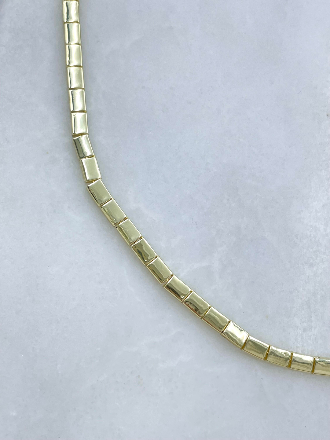 Altın Kaplama Kare Plaka Model Kolye 45 cm Gold