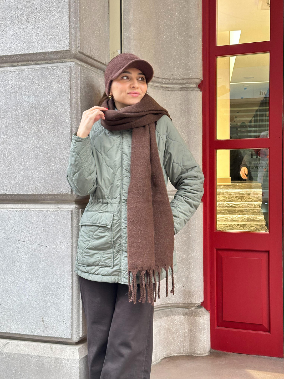 Peluş Esnek Vizör Şapka Kahve