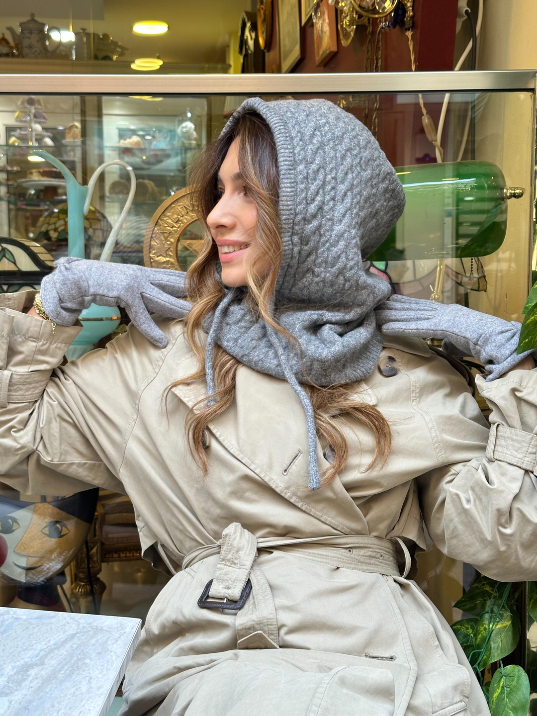 Dokunmatik Fiyonklu Eldiven Gri