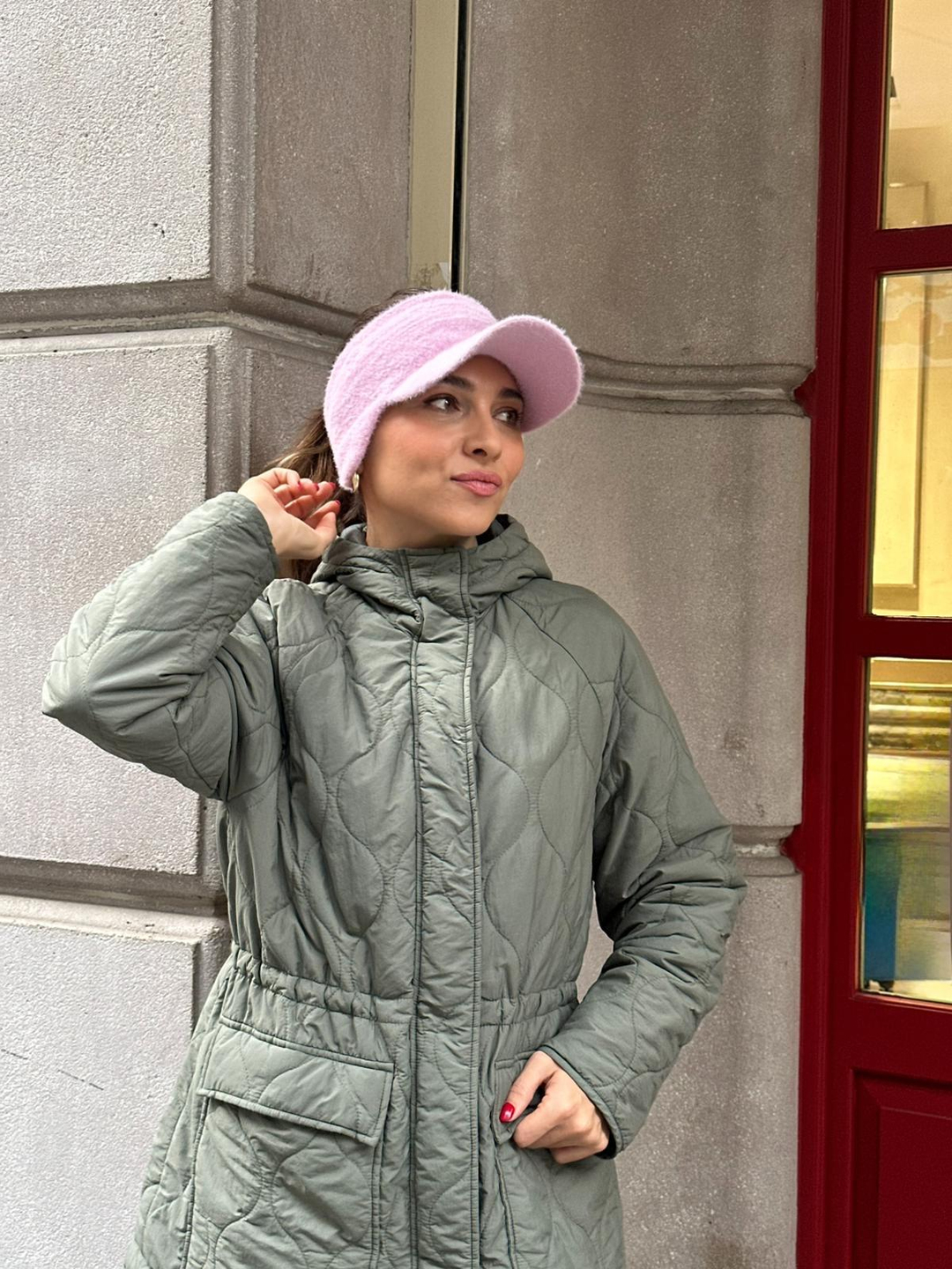 Peluş Esnek Vizör Şapka Pembe