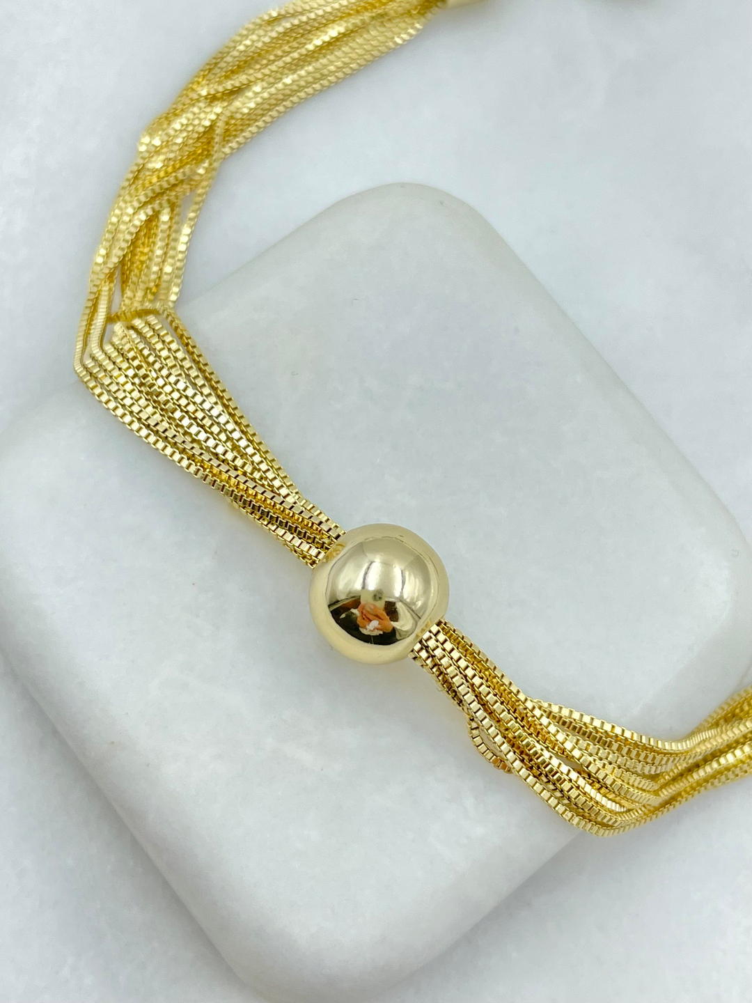 Özel Seri Çoklu Zincir Top Model Bileklik Gold